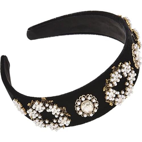 ZHINI Bohemia Gothic Bee Handmade Headbands for Women 2021 Fashion Imitation Pearls Hair band Hair Accessories Jewelry Wholesale