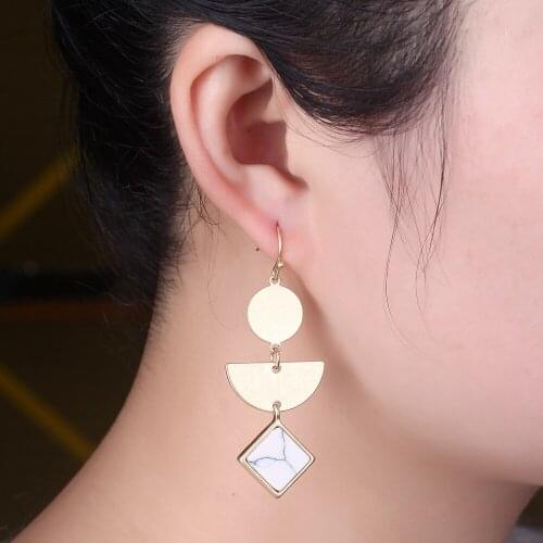 2019 New Long Natural Eearrings Women Ladies Fresh Versatile Stitching Irregular Pattern Drop Earrings