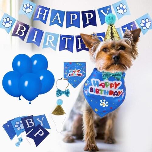 2021 Pet Dog Birthday Party Decorations Dog Collar Bandana Hat Pet Birthday Decoration for Dogs Accessories Puppy Dogs Clothes