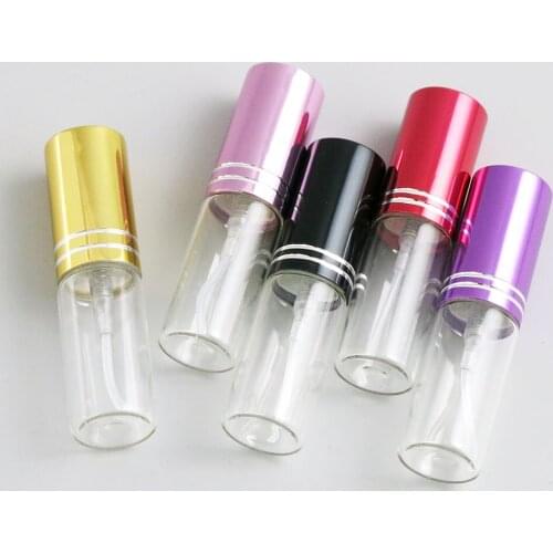 360 x 5ml 10ml Clear Glass Perfume Spray Bottle Glass Women Cosmetic Spray Containers Small Refillable Colorful Aluminum Cap