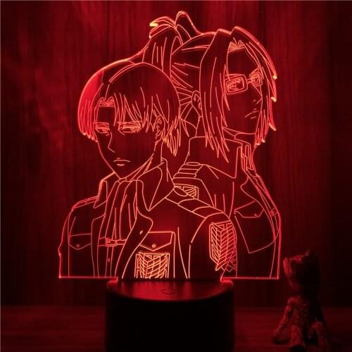 Lover 3D Nightlight Anime Attack on Titan Levi x Hange Zoe Action Figure 7 Colors Touch Optical Illusion Lamp Gift Decor Model