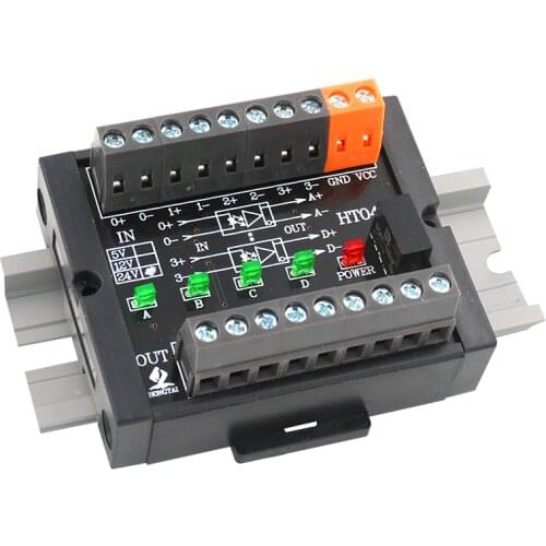 4 channels Single-ended to differential Converter 10MHz HTL TTL Collector Pulse Signal to RS422 PNP/NPN for PLC to Drive Servo
