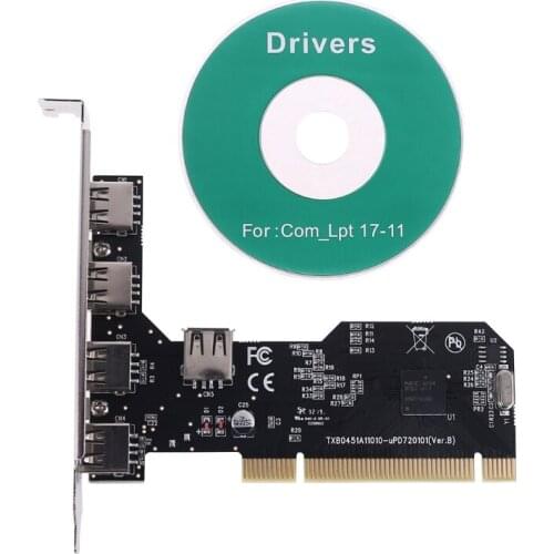 5 Ports USB 2.0 PCI Hub Controller Expansion Card 480Mbps Desktop Converter NEC720101 Chipset