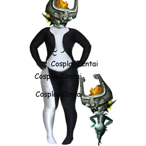 Freeshipping Hot Sale Twilight Princess Midna Black and White Plus Size Spandex Costume