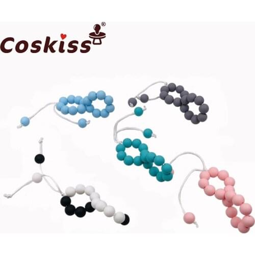 Baby Teether Silicone Beads Teether Natural Teething Grasping Toy Silicone Bracelet Toddler Teether Newborn DIY Baby Gift