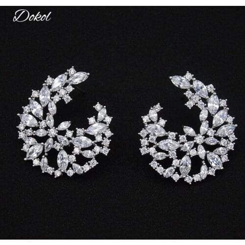 DOKOL Trendy Stud Earrings with Shinning AAA Zircon Stone Gorgeous Silver Color Elegant Wedding Jewelry Party DKE0141