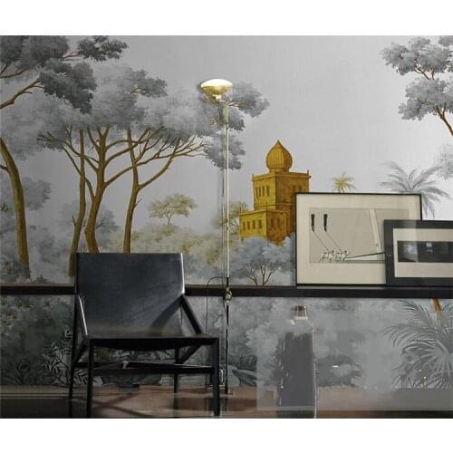 Vintage tropical Custom photo Wallpapers Large Mural Painting Hand painted European Medieval Western Painting Backdrop Decorativ