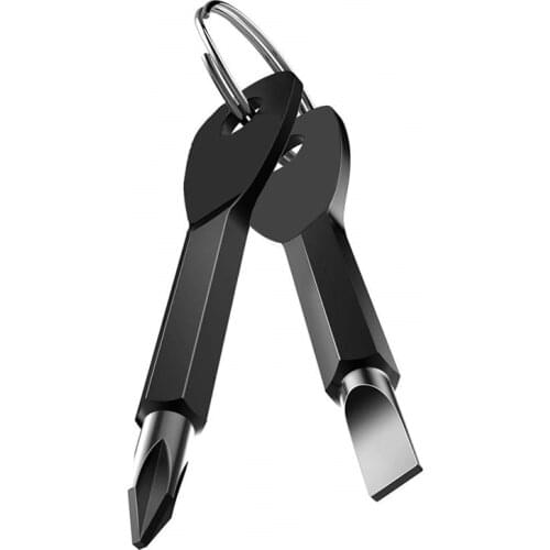 Outdoor Self Defense Pocket Keychain Multifunctional Portable EDC Survival Tool Set Screwdriver Key Flathead Cross Silver Black