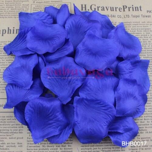 Royal Blue Sapphire Color Silk Flower Rose Petals Wedding Banquet Adornment Favor Table Decorations 40 Colors