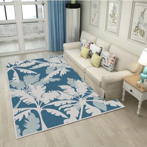 Rugs For Bedroom Modern Nordic Blue Flower Decor Carpet Non-Slip Home Fashion Bedroom Floor Mat Fresh Leaf Pattern Bedside Rugs