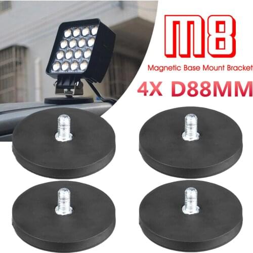2/4pcs 88mm Magnetic Base Mounting Bracket Holder LED Work Light Bar Sucker For LED Work Light Bar Offroad SUV