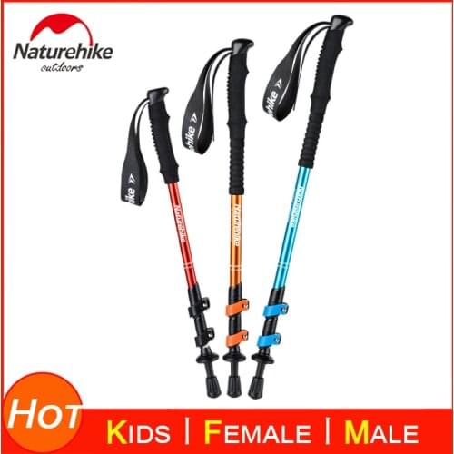 Naturehike Backpacking Walking Trekking Poles With Quick Lock System Telescopic Collapsible Ultralight Aluminum Hiking Sticks