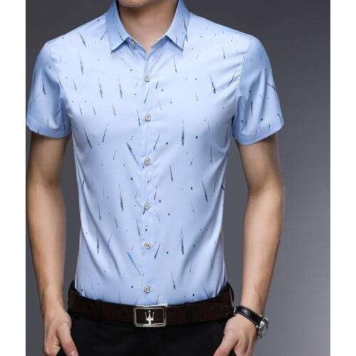 New Fashion Printing Design Chinese Style Male Short-Sleeved Shirt Business Casual Shirt Men Slim