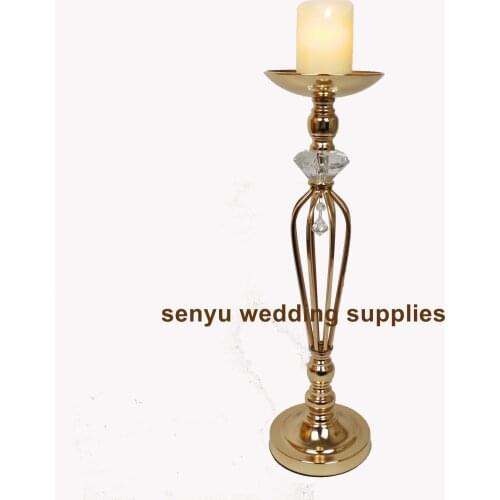 New Gold Acrylic Candle Holders Wedding Candelabra Centerpieces Candlestick With crystal Party Home Decoration senyu0373