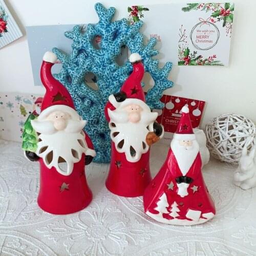 New ceramic hollow hand-painted Santa candlestick ornaments