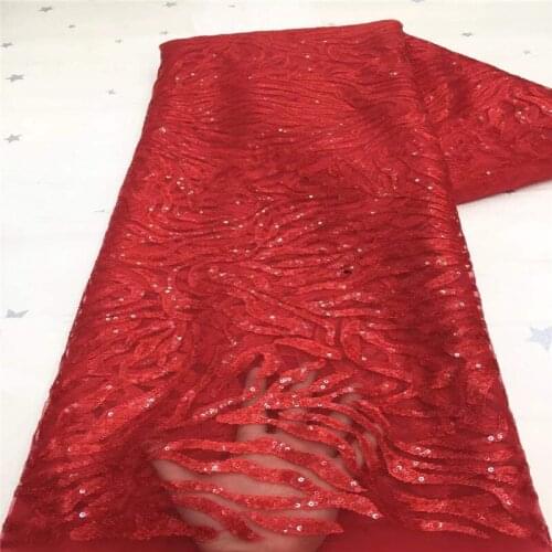 Orange 2021 red French Tulle Lace Fabric Latest African Lace Fabric High Quality Sequins Lace for Nigeria Wedding Dress
