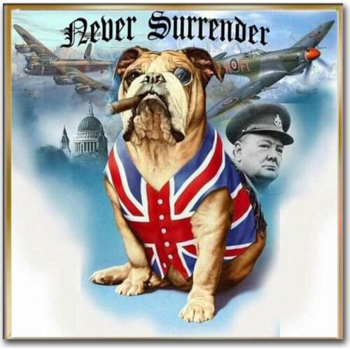 French Bulldog DIY Diamond Painting Animal Art Picture Churchill Union Flag Modern Decorative Painting Rhinestone Mosaic Art Wal