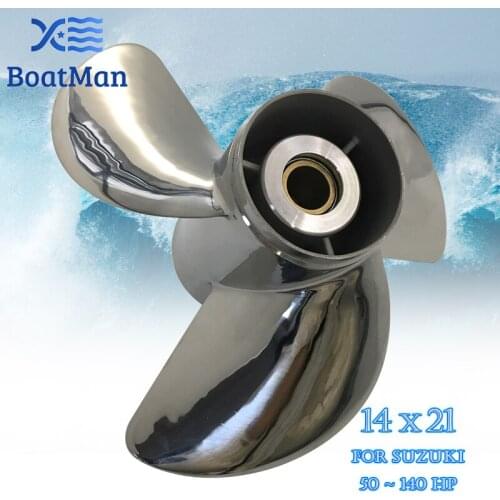 Outboard Propeller 14x21 For Suzuki Engine 50-140 HP Stainless Steel 15 Tooth splines Outlet Boat Parts 99105-00700-21P