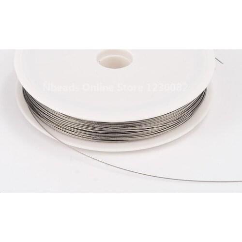 Jewelry Findings Tiger Tail Wire Spool, Stainless Wire, Silver Color 0.45mm, 50m/roll