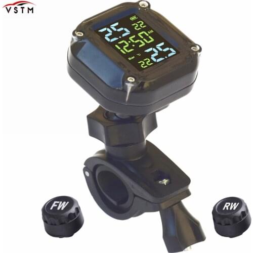 Motorcycle TPMS Tire Pressure Monitoring System Real Time Tyre Pressure Alarm Systems With 2 External Sensors Free Shipping