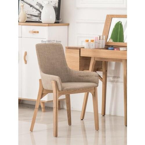 Nordic Solid Wood Chair Japanese Style Small Apartment Dining Chair Fabric Chair Stool Desk Stool Backrest Chair Home Solo Chair