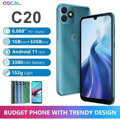 Blackview OSCAL C20 Smartphone 6.088" Screene 1G RAM+32G ROM Android 11 Mobile Phone 3380mAh 3G Dual SIM Card Cellphone SC3371E