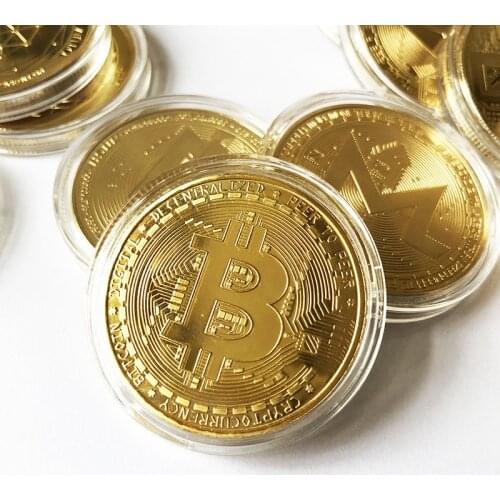 1PCS Creative Souvenir Gold Plated Bitcoin Coin Collectible Great Gift Bit Coin Art Collection Physical Gold Commemorative Coin