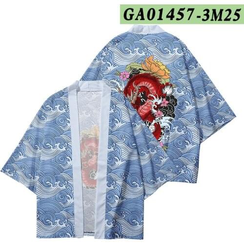 Plus Size Dragons Waves Loose Japanese Cardigan Women Men Kimono Cosplay Tops Blouse Yukata Clothing Harajuku Oversized