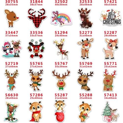 DIY Craft Supplies Sewing Accessories Cartoon Christmas Deer Printed Planar Resins Mold 30 Pieces. PR-30755