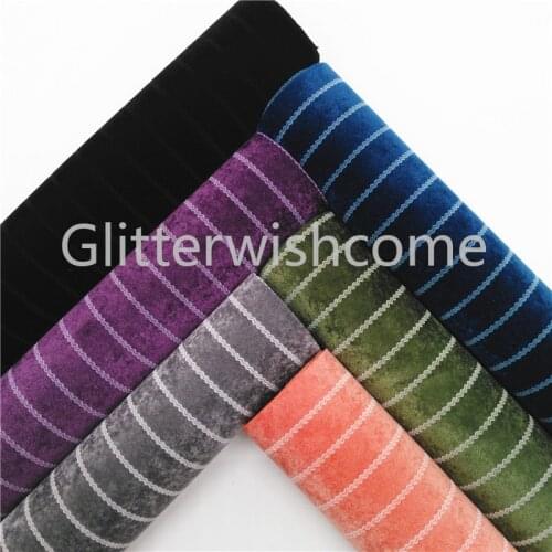 Glitterwishcome 21X29CM A4 Size Vinyl For Bows Stripes Velvet Leather Fabric Faux Leather Sheets for Bows, GM457B