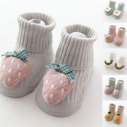 1 Pair Baby Infants Socks Doll Cartoon Non-slip Toddler Floor Socks Soft Cotton Newborn First Walking Socks