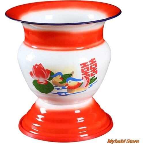 1pcs Chinese Traditional Fruit Basket Enamel Happy Fruit Basket Home Storage Cans For Fruits Wine Red Chinese Style Lucky Can