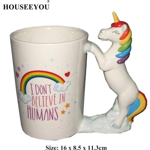 1Pcs Unicorn Mugs Cartoon Porcelain 3D Hand-painted Ceramic Cute Funny Animal Water Cup Coffee Mug for Home Office Drinkware