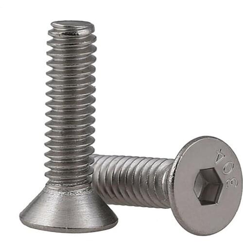 10Pcs-30Pcs Hex Hexagon Socket Countersunk Screws UNC 304 Stainless Flat Head Allen Bolts 2#-56 4#-40 6#-32 8#-32 10#-24