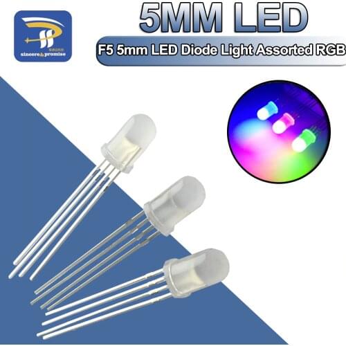 100Pcs Multicolor 4pin 5mm RGB Led Diode Light Lamp Tricolor Round Common Anode LED F5 Light Emitting Diode Red Green Blue