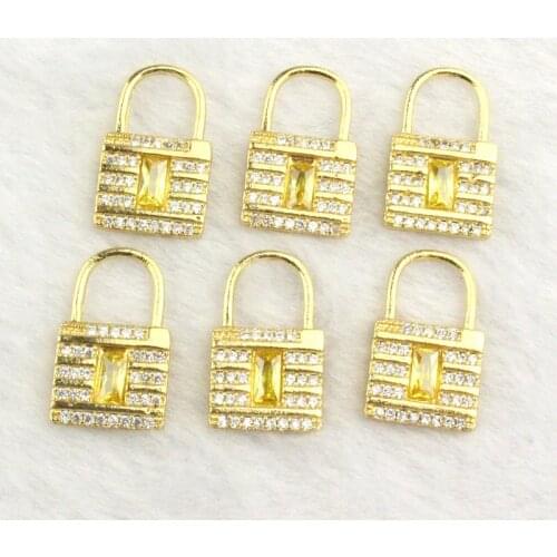 11*18mm 20pcs/lot fashion colorful cz pendant,lock shape cubic zircon charm,jewelry wholesale bracelet/necklace accessories