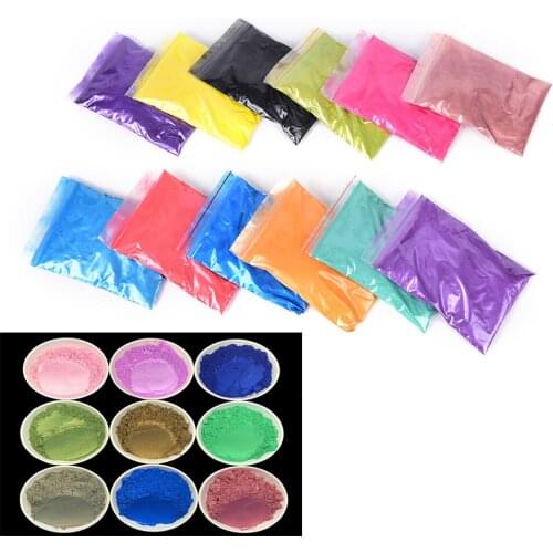 12 Color 50g Healthy Natural Mineral Mica Powder DIY For Soap Dye Soap Colorant Makeup Eyeshadow Soap Powder Skin Care