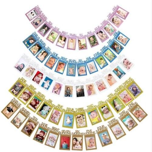 12PCS 1st Birthday Photo Frame 1-12 Months Babys Photo Frame Shower baby Photo holder Kids Birthday Gift Room Decorations
