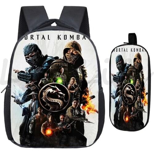 Mochila Mortal Kombat Mini Backpack Pen Bag 2pcs Set Kids Kindergarten Bags Girls Boys Rucksack Children Cartoon Anime Knapsack