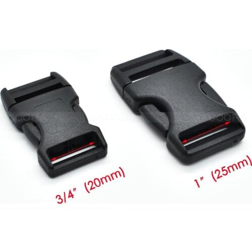 20mm 25mm Contoured Curved For Paracord Bracelet & Dog Harness Plastic Buckle Black Backpack Straps Webbing