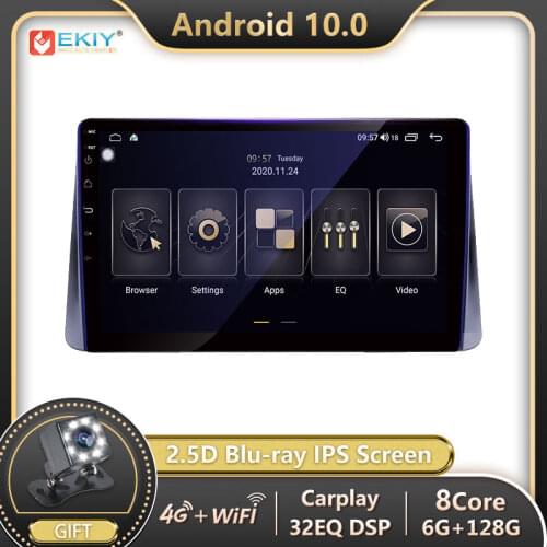EKIY 6+128G 8 CORE Autoradio Android 10 For Mitsubishi Eclipse Cross 2018 2019 Car Radio Multimedia Blu-ray IPS DSP GPS no 2din