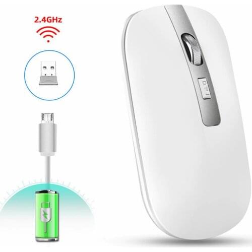 2.4G Wireless Mouse with Receiver Rechargeable Office Mouse 3 Adjustable DPI Settings, 4 Buttons