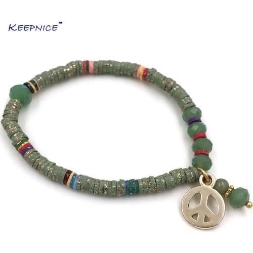 Boho Jewelry Suppliers handcrafted bracelet stone beads tassel charm bracelet for women