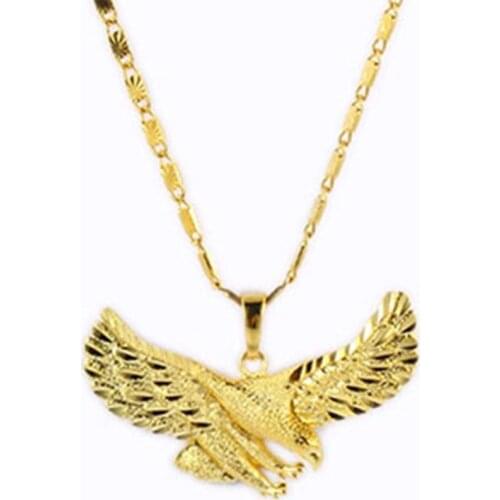 Eagle Pendant Chain Yellow Gold Filled Fashion Womens Mens Pendant Necklace Gift