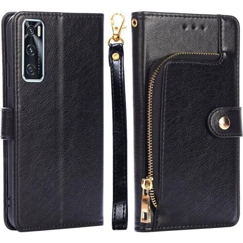 Case for VIVO V20 SE 6.44inch Wallet Zippper Coque Case for VIVO V20 SE Leather Flip Cover Card Slot Pouch Case VIVO V20 SE