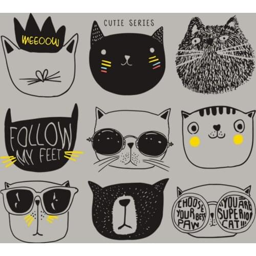 Black And White Cat Applications For Clothes Diy Stripe A-Level Washable Garment Thermal Transfer Badges Patches