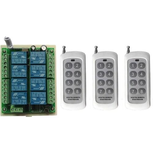 DC 12V 24V 8 CH Channels 8CH RF Wireless Remote Control Switch Remote Control System receiver transmitter 8CH Relay 315/433 MHz