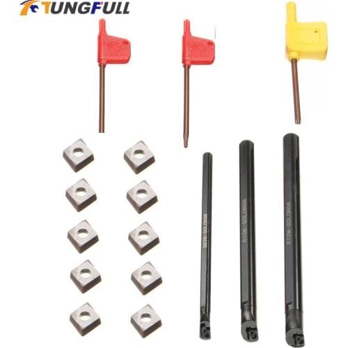 SCLCR06 Lathe Holder Turning Tool Boring Bar 7/10/12mm + 10pcs CCMT0602 Inserts+1pcs S07K-SCLCR06+1pcs S10K-SCLCR06+1pcs S12M