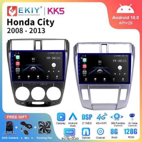 EKIY Android 10.0 Car Radio For Honda City 2008-2013 Navigation GPS Multimedia Video Player Stereo Autoradio No Double Din DVD