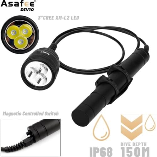 Canister Scuba IPX8 Diving Light Torch 10 Degree Cree XM-L2 U4 Waterproof LED Dive Light Canister Dive Primary Light